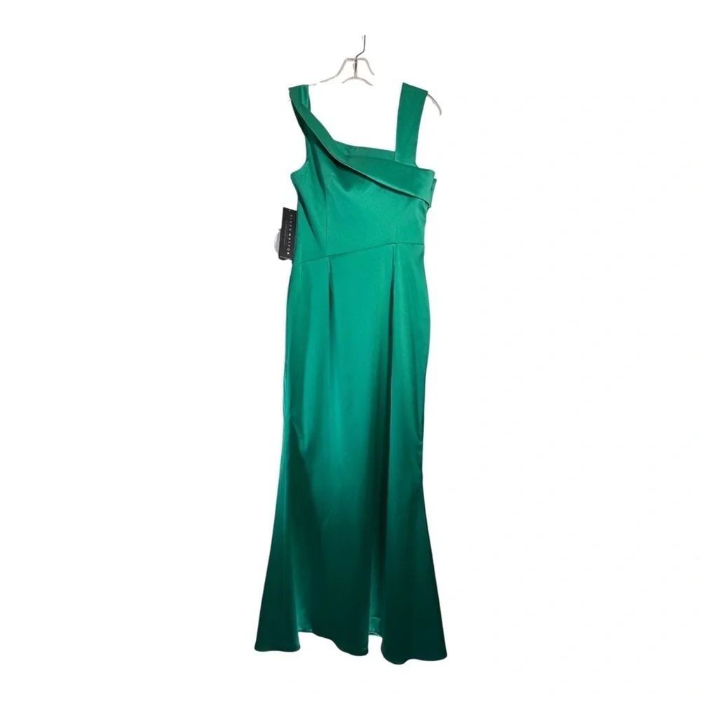 Aidan Mattox by Adrianna Papell Stretch Mikado Mermaid Gown - Botanic Green NWT